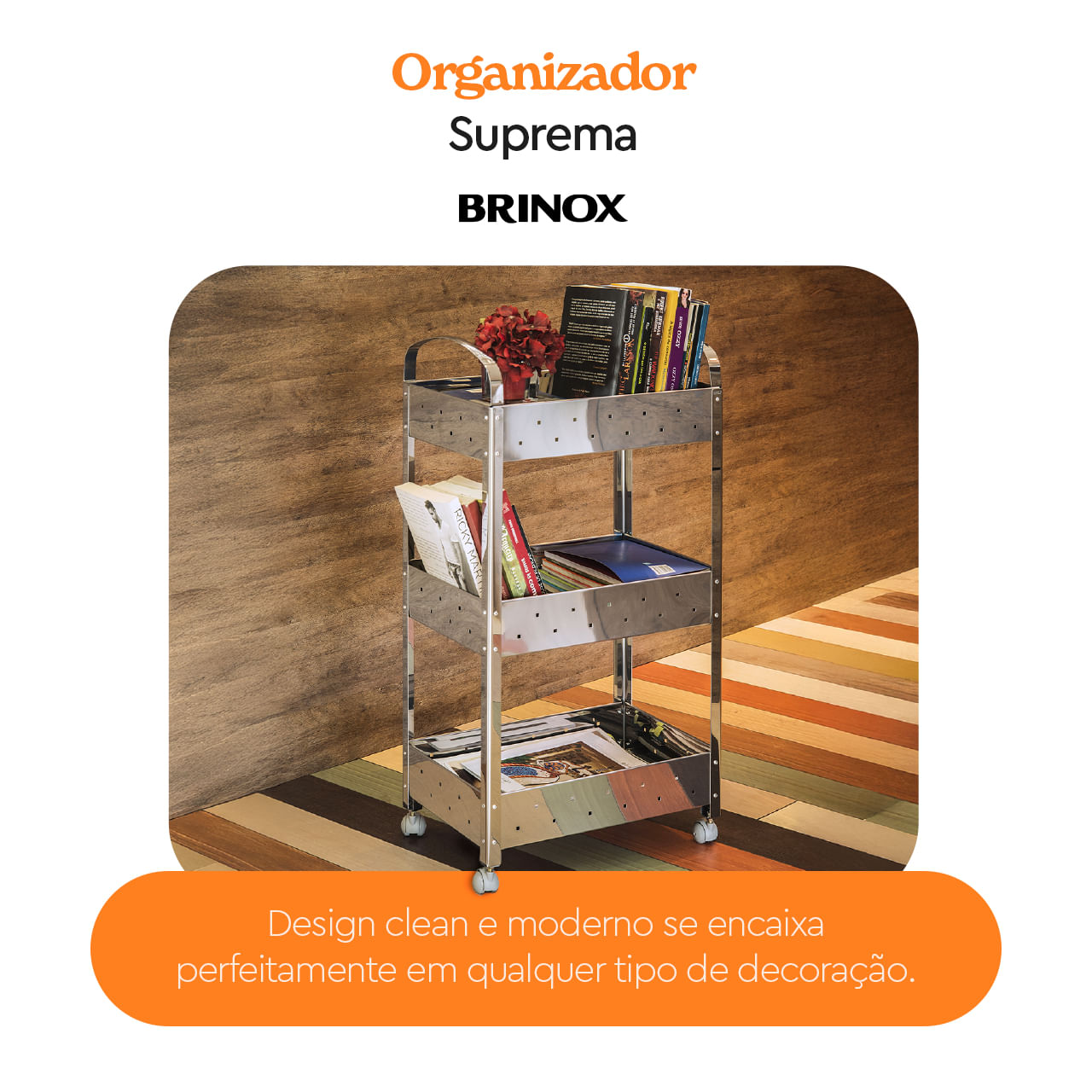 Carrinho Organizador Brinox Suprema Aço Inox - Imagem 2